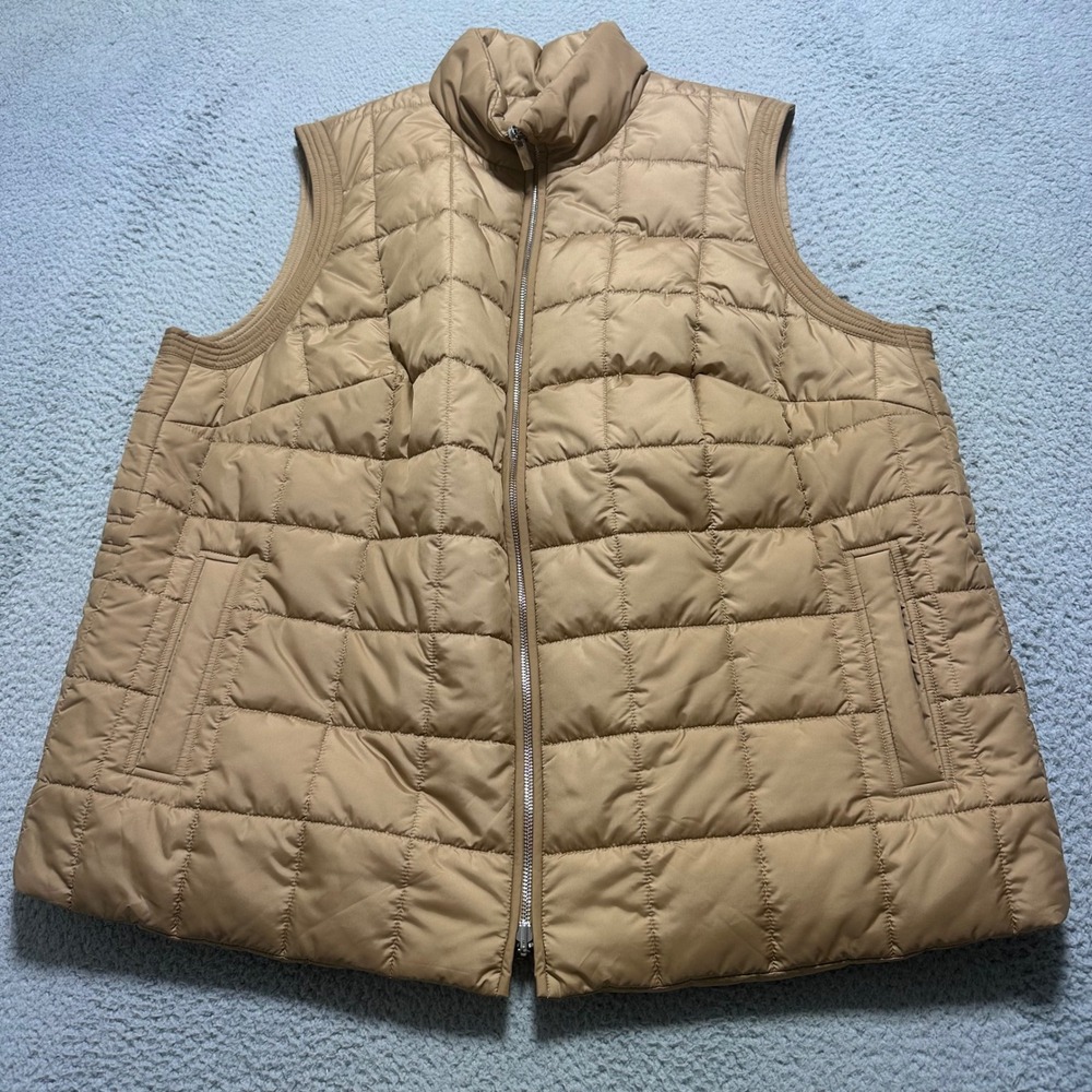 Lafayette 148 New York Reversible Puffer Vest Women 2X Camel Quilted NWT $598